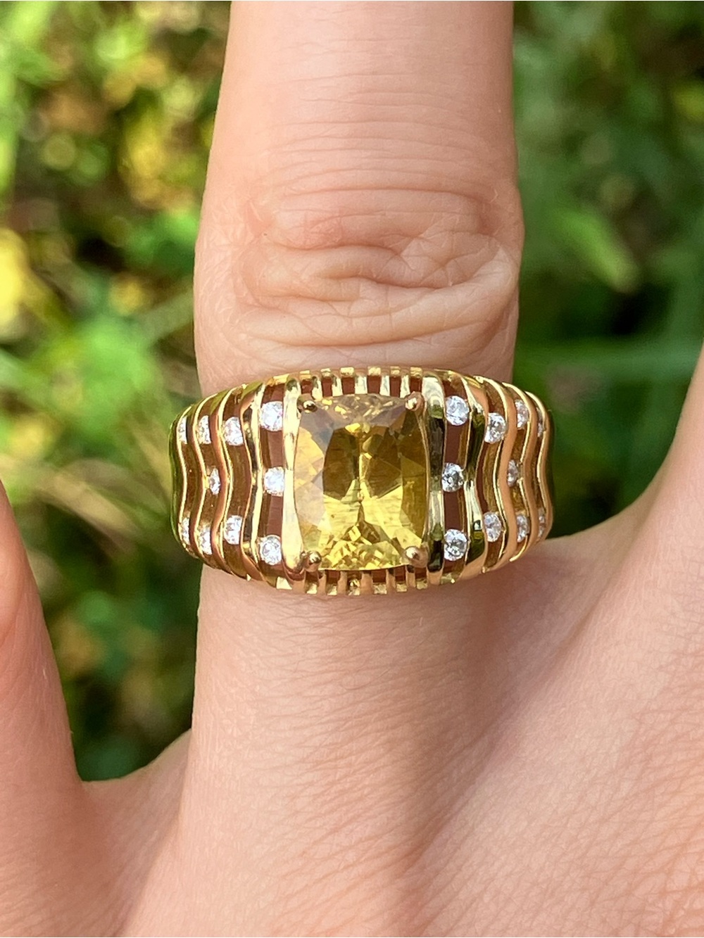 Golden Apatite Moissanite Ring Size 7